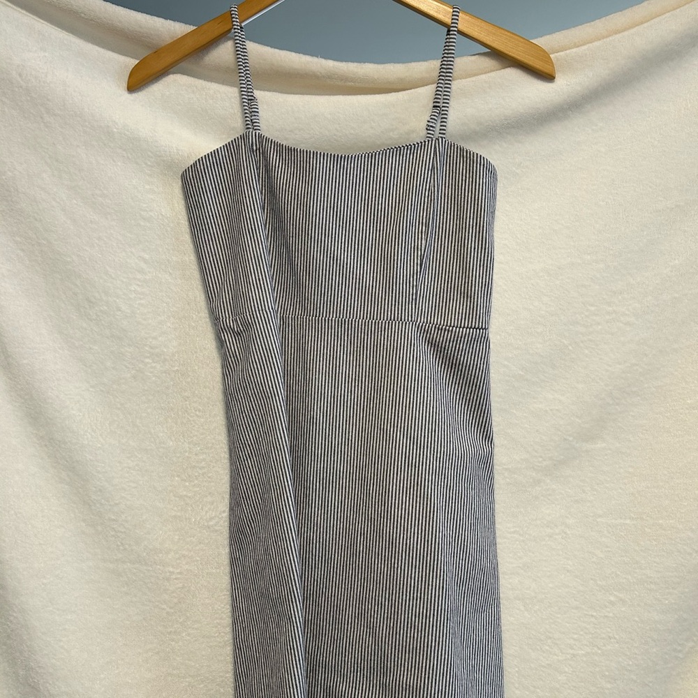 Brandy Melville Navy and White Striped Top